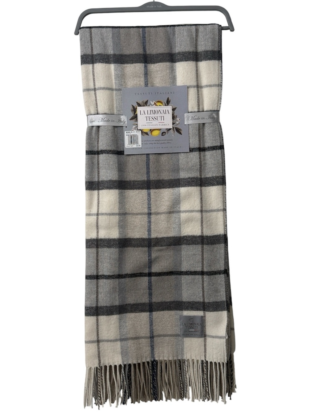 Discover Europe La Limonaia Tessuti Plaid Throw Blanket NWT